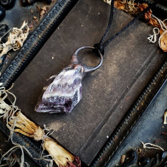 Chevron Amethyst Electroformed Necklace - Picture 3 of 8